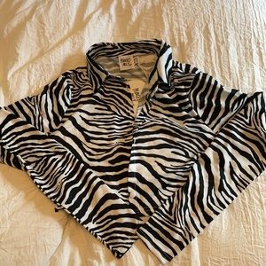 zebra print cropped button up! too small for me but new with tags
